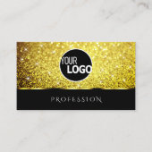 豪華なブラック金ゴールドグリッタースパークスターズ追加ロゴ 名刺 (正面)