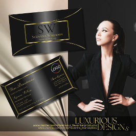 豪華なブラック金ゴールドデコールとモノグラムとロゴ 名刺