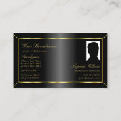 豪華なブラック金ゴールドデコールとモノグラムと写真 名刺 (裏面)