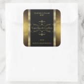 豪華なブラック金ゴールド縁どグリッター製品ラベル スクエアシール (バッグ)