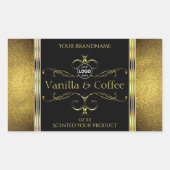 豪華なブラック金ゴールド縁ど製品ラベルロゴ 長方形シール (正面)