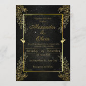 豪華なブラック＆ゴールドのカスタマイズ招待状カード 招待状 (正面)
