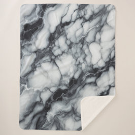 豪華なブラック&ホワイトマーブルプラッシュブランケット シェルパブランケット
