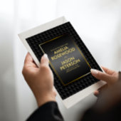 豪華なブラック ポリゴン シェイプ パターン ウェディング 招待状