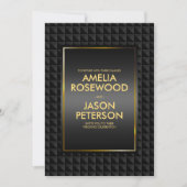 豪華なブラック ポリゴン シェイプ パターン ウェディング 招待状 (正面)