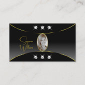豪華なブラック、金ゴールドデコールダイヤモンドと写真 名刺 (正面)