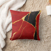 豪華なブルゴーニュと金ゴールド大理石装飾 クッション (ブランケット)