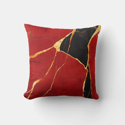 豪華なブルゴーニュと金ゴールド大理石装飾 クッション (正面)