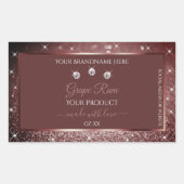 豪華なブルゴーニュのスパークルグリッター製品ラベル 長方形シール (正面)