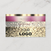豪華なブルゴーニュ金ゴールドきらめくグリッター追加ロゴ 名刺 (正面)