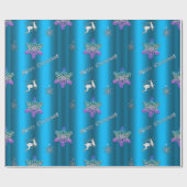 豪華なブルークリスマス ラッピングペーパー (フラット)