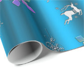 豪華なブルークリスマス ラッピングペーパー (ロールコーナー)