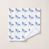 豪華なブルーホワイトバタフライタオルセット バスタオルセット (ウォッシュタオル)