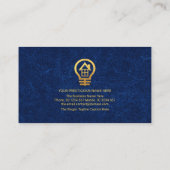 豪華なブルーライトグランジ金ゴールド電球 名刺 (裏面)