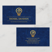 豪華なブルーライトグランジ金ゴールド電球 名刺 (正面/裏面)