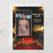 豪華なプロムセンドオフ卒業レッドカーペット 招待状 (正面)