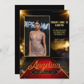 豪華なプロムセンドオフ卒業レッドカーペット 招待状 (正面/裏面)