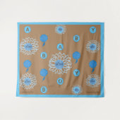 豪華なベイビーボーイジェンダーリビールブルーラブフラワー タペストリー (正面(横))