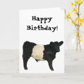 豪華なベルトを付けられたギャロウェーの雄牛の切り出し カード (黄色い花)