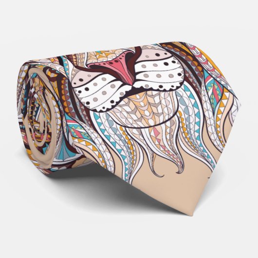 豪華なベージュ色のmutliによって着色されるライオンの頭部 ネクタイ (ロール)