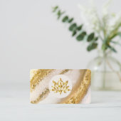 豪華なホイル蓮のロゴ黄金の大理石 名刺 (スタンド正面)