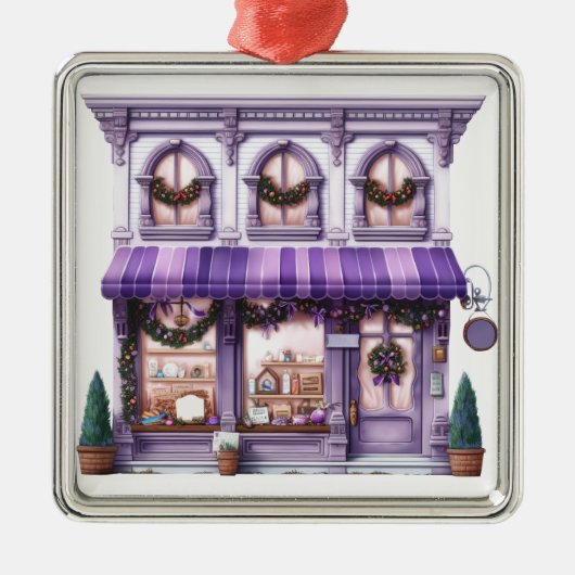 豪華なホリデークリスマスの店舗正面 メタルオーナメント (正面)