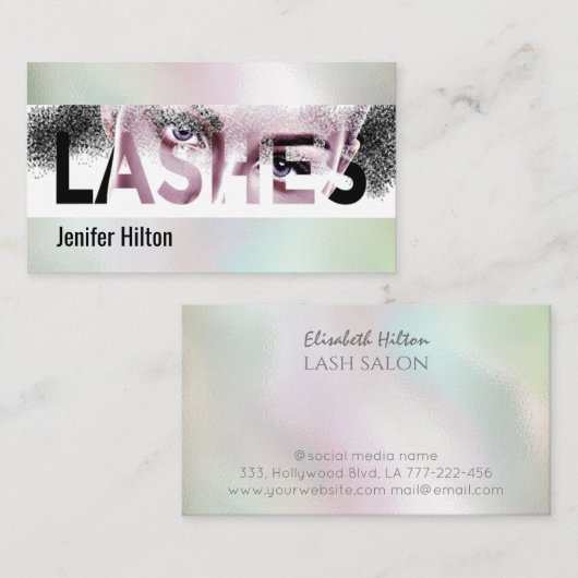 豪華なホログラフィックラッシュ分散効果ロゴ 名刺 (正面/裏面)