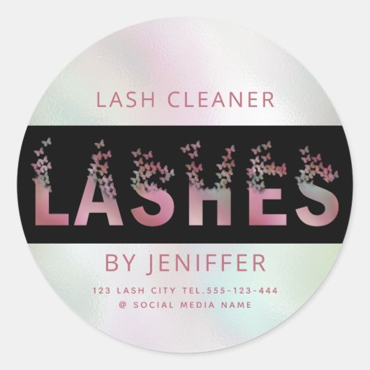 豪華なホログラフィック蝶が光る ラウンドシール (正面)