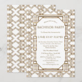 豪華なホワイトゴールドのグレートギャツビー20年代のバチェラーパーティー 招待状 (正面/裏面)