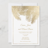 豪華なホワイトゴールドのパームツリートロピカルウェディング 招待状 (正面)