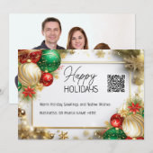 豪華なホワイトゴールドのQRコード付きクリスマスオーナメント シーズンカード (正面/裏面)