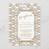 豪華なホワイトゴールド グレートギャツビー ウェディングレセプション 招待状 (正面/裏面)