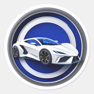 豪華なホワイトスポーツカーエンブレム ラウンドシール