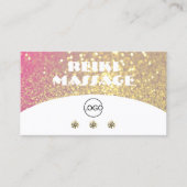 豪華なホワイトピンク金ゴールドスパークルグリッター追加ロゴ 名刺 (正面)