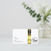 豪華なホワイト金ゴールド装飾用ダイヤモンドとロゴ 名刺 (スタンド正面)