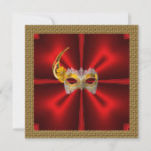 豪華なボールへの招待 赤 黒 ゴールド エレガント 招待状 (正面)