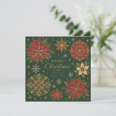 豪華なポインセチアの曼荼羅 メリークリスマス カード (スタンド正面)