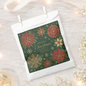 豪華なポインセチアの曼荼羅 メリークリスマス フェイバーバッグ (クリップ留めされた状態)