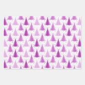 豪華なメタリックパープルクリスマスツリーパターン ラッピングペーパーシート (正面3)