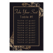 豪華なメタリックフラワーデザインのウェディング テーブルナンバー (裏面)