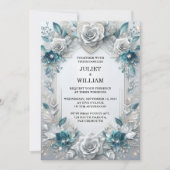 豪華なメタリック グラム シャイニー ハイ エンド シルバー ウェディング 招待状 (正面)