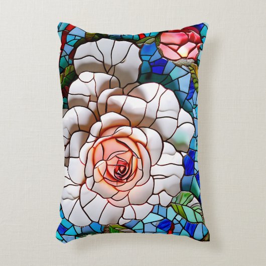 豪華なモザイクの花のパターン アクセントクッション (正面(垂直))