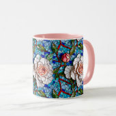 豪華なモザイクの花のパターン マグカップ (正面右)