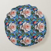 豪華なモザイクの花のパターン ラウンドクッション (裏面)