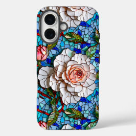 豪華なモザイクの花のパターン iPhone 16ケース