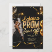 豪華なモダンフォトプロムが卒業を見送る 招待状 (正面)