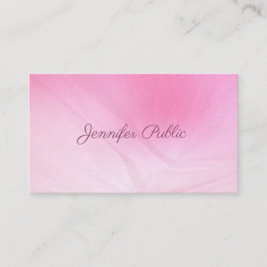豪華なモダン手書きピンクのテンプレートエレガント 名刺 (正面)