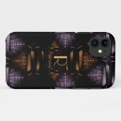 豪華なモダン金ゴールドと紫モノグラム Case-Mate iPhoneケース (裏面(横))