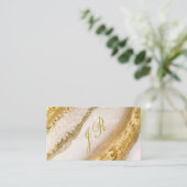 豪華なモノグラムのスクリプト黄金大理石 名刺 (スタンド正面)