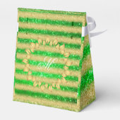 豪華なモノグラムの人気グリーンゴールドグリッター フェイバーボックス (裏面サイド)